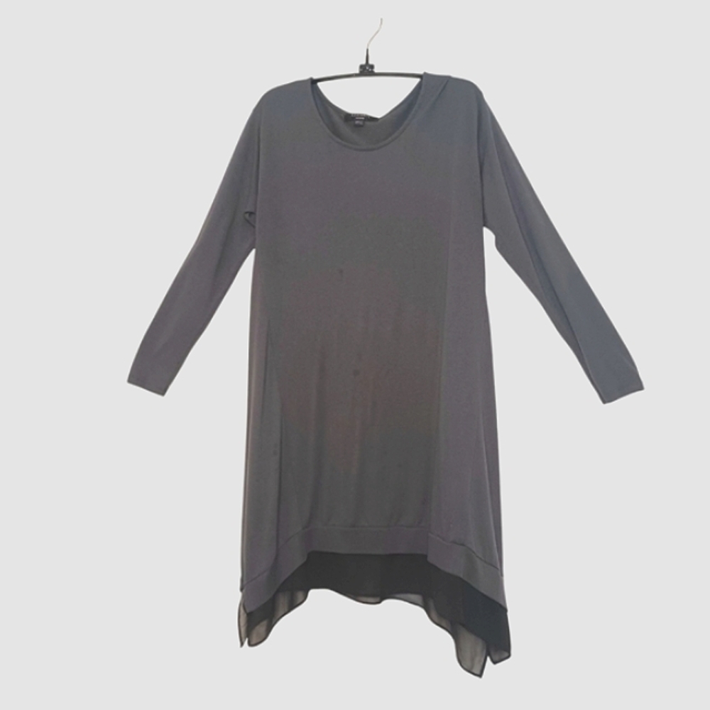 All Saints Twofer Long Sleeve Knit Tunic Multimedia Mini Dress Women's Size Med